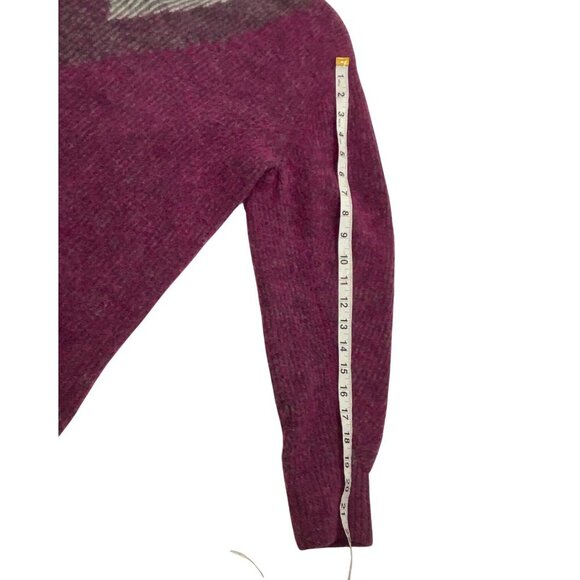 Rag & Bone Jonie Womens V-Neck Sweater XS Magenta fuzzy soft oversized varsity - Picture 9 of 9